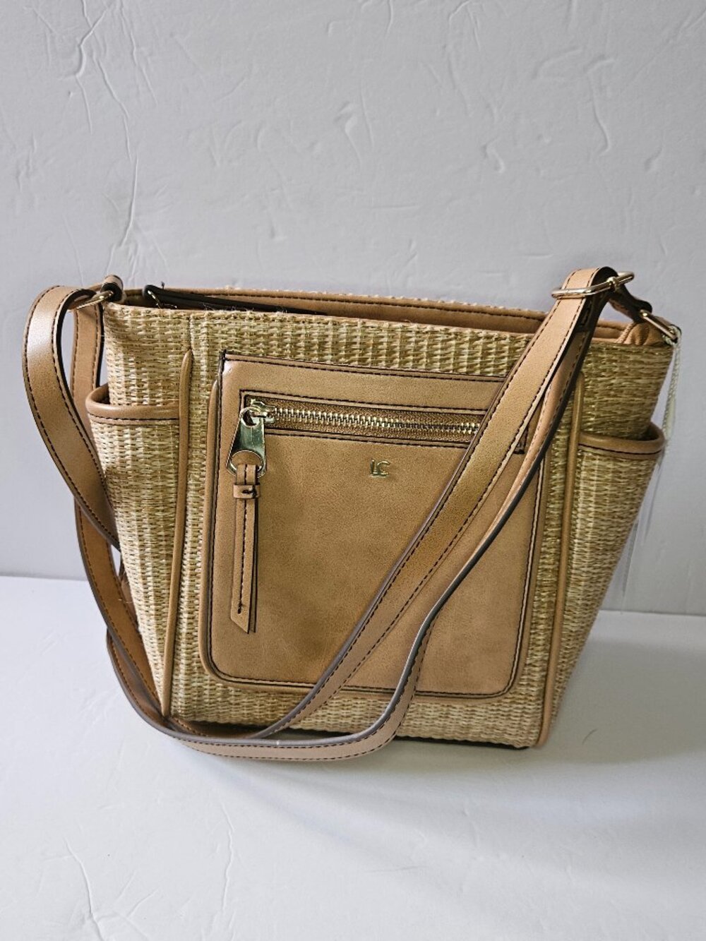 Liz Claiborne Beige Tan Woven Crossbody Bag